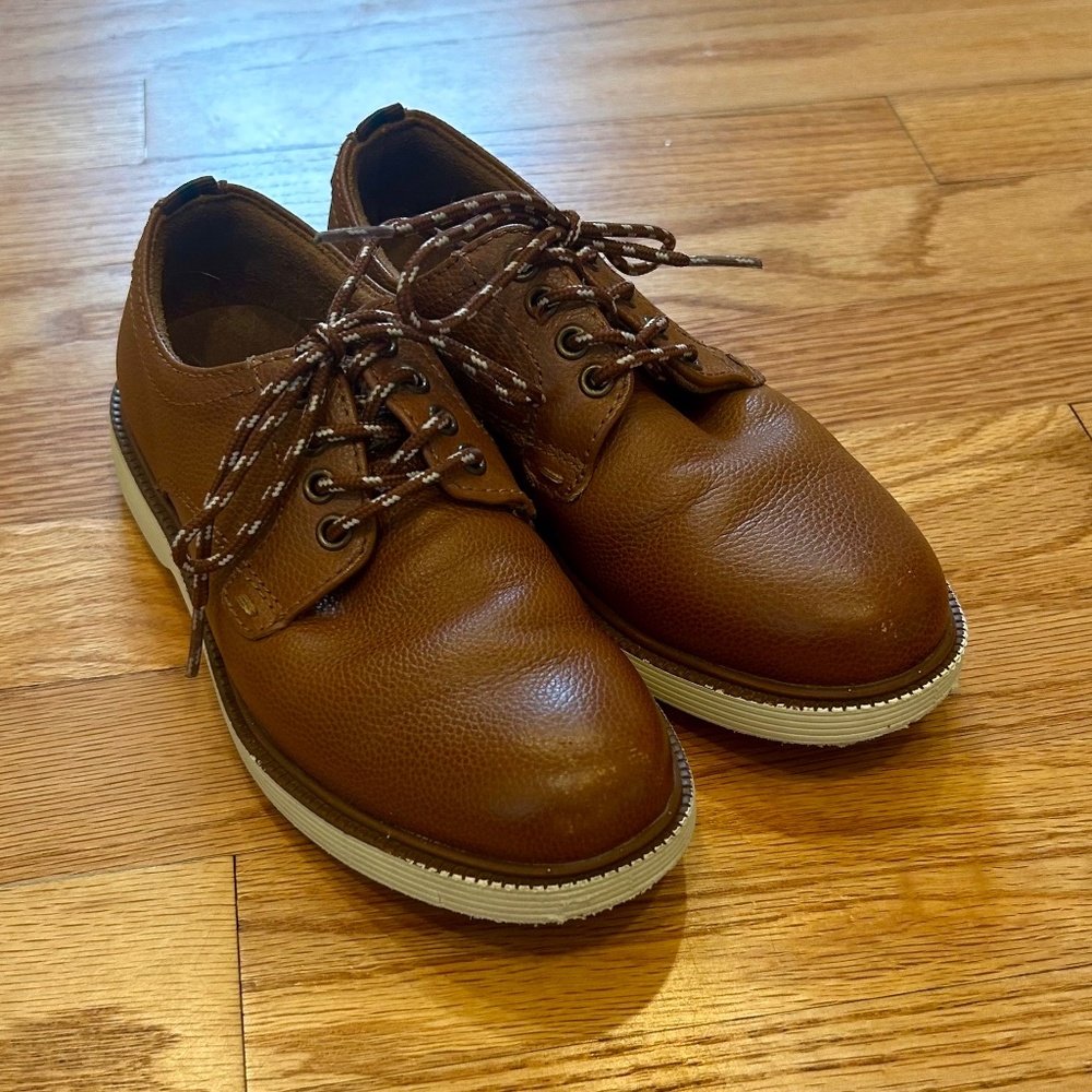 Boys Florsheim Supacush Plain Toe Oxford Cognac Brown 11.5
